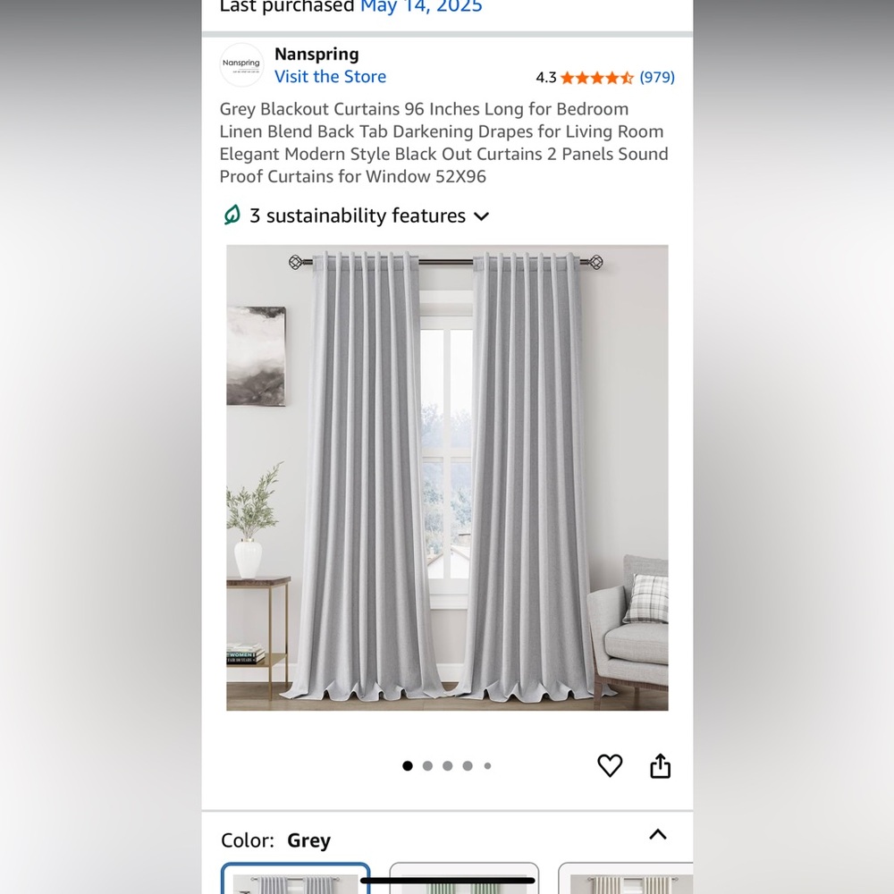 Linen Blend Blackout Curtains - Silver Gray